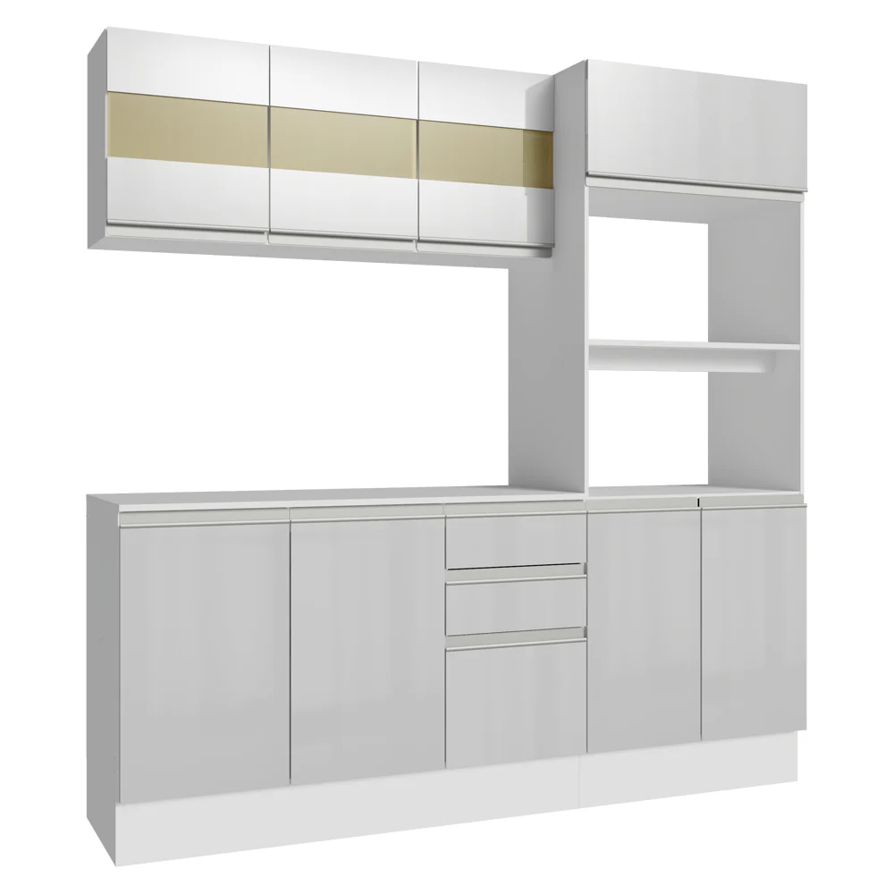 Armário de Cozinha Completa 100% MDF 190cm Smart Branco Brilhante Madesa 01 - Image 11