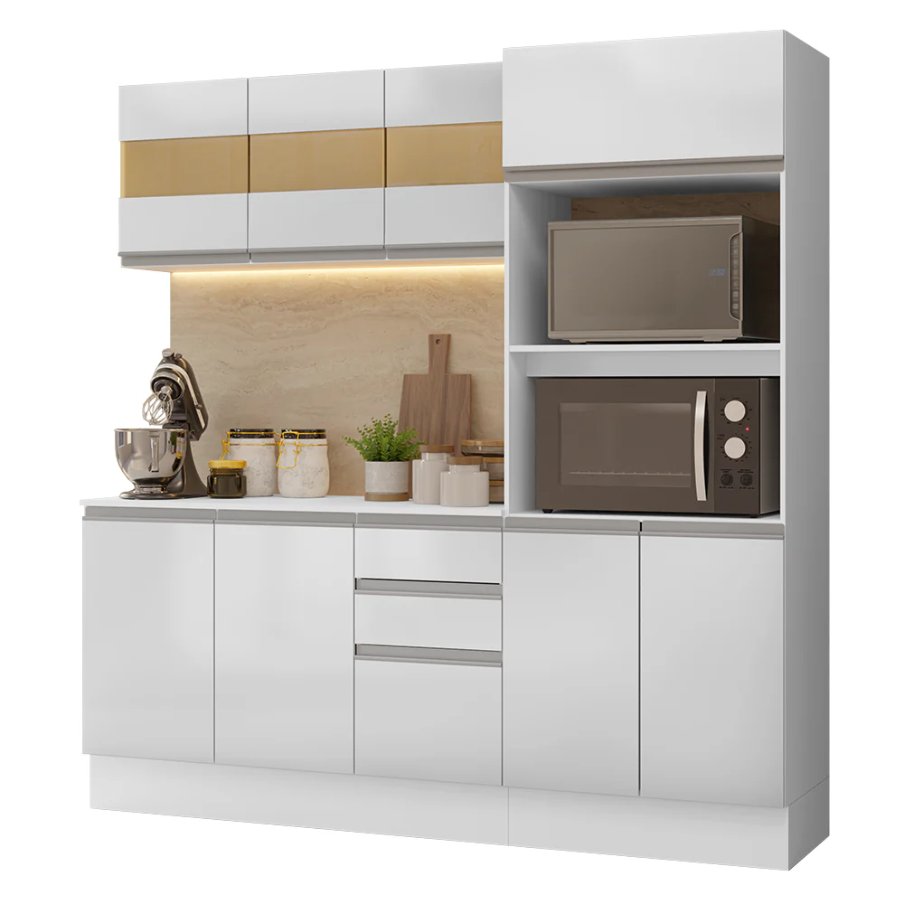 Armário de Cozinha Completa 100% MDF 190cm Smart Branco Brilhante Madesa 01 - Image 2