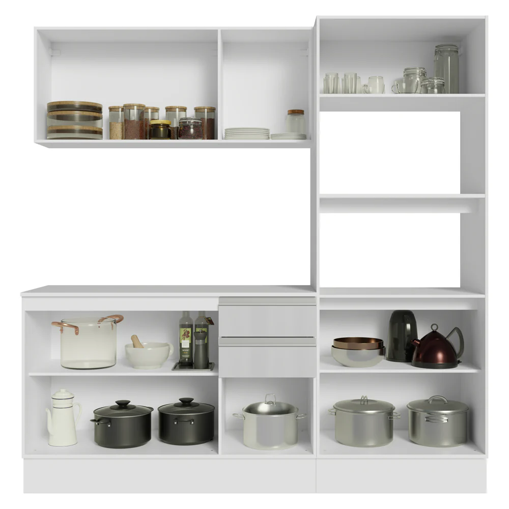Armário de Cozinha Completa 100% MDF 190cm Smart Branco Brilhante Madesa 01 - Image 5