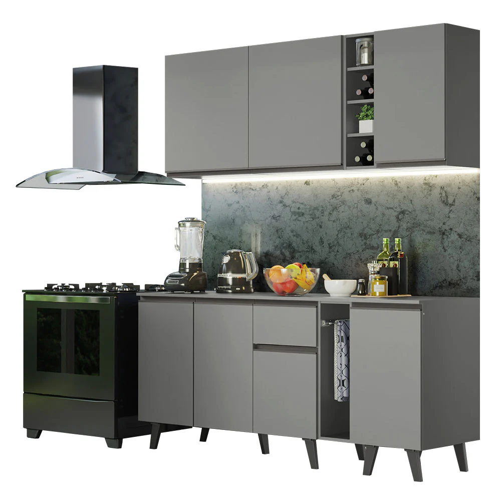 Armário de Cozinha Completa 180cm Cinza Nice Madesa 01 - Image 2