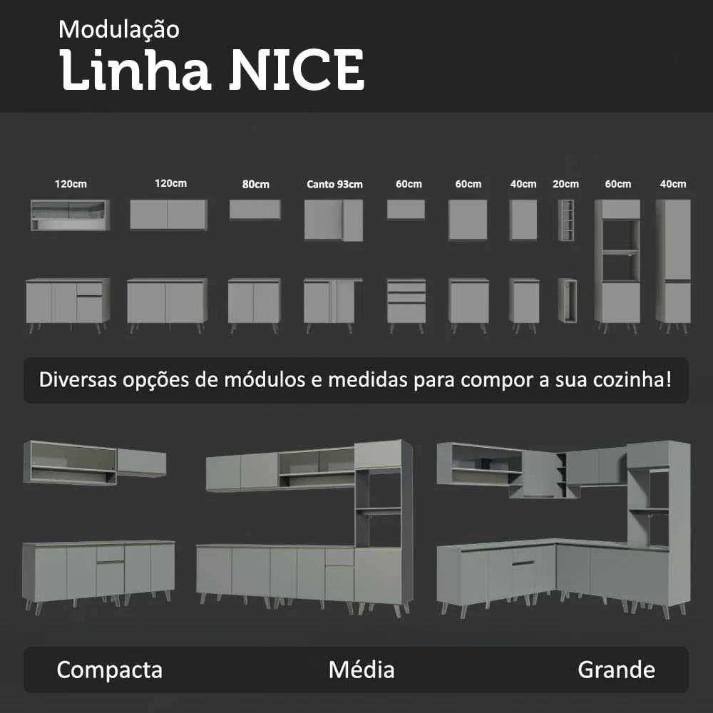 Armário de Cozinha Completa 260cm Cinza Nice Madesa 01 - Image 13
