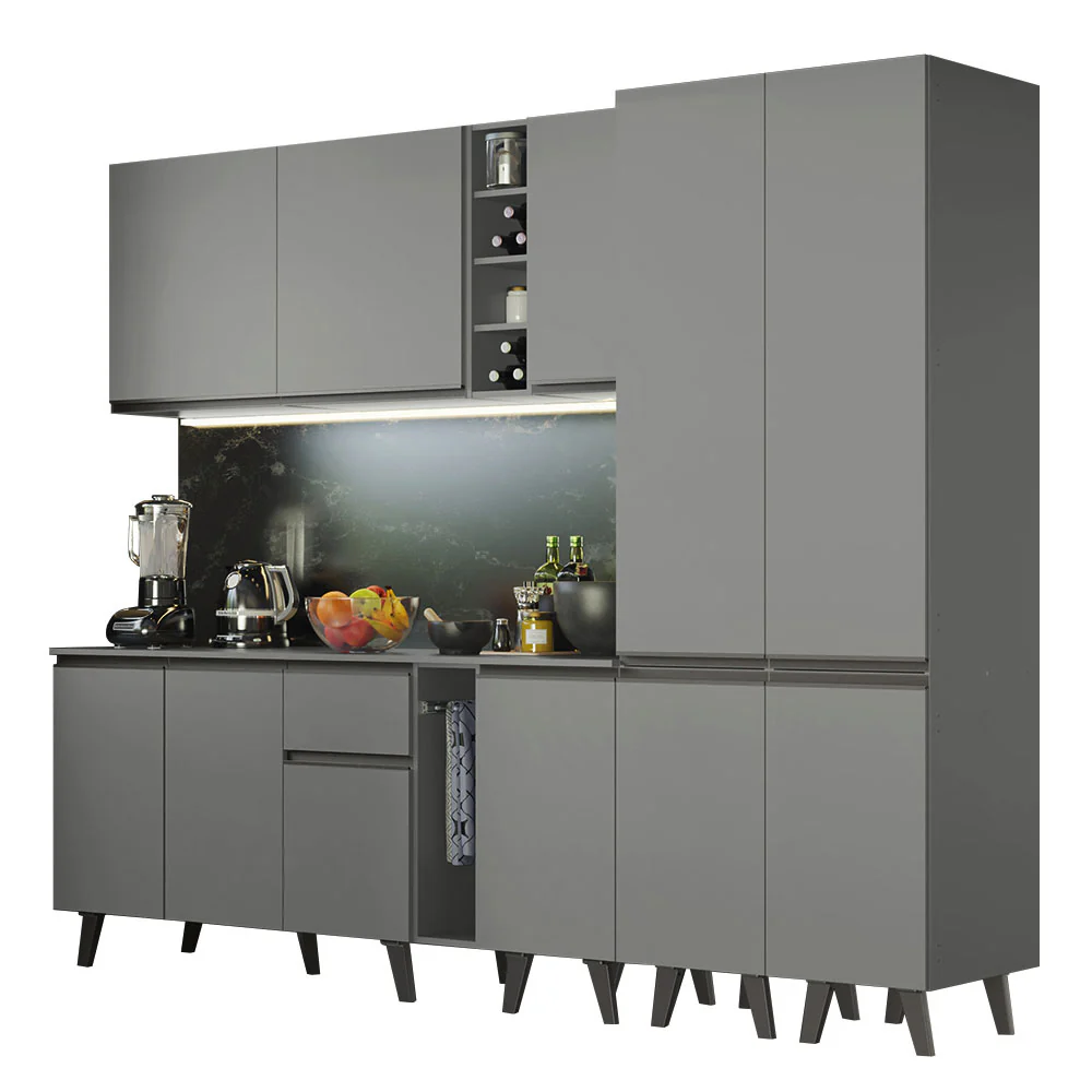 Armário de Cozinha Completa 260cm Cinza Nice Madesa 05 - Image 2