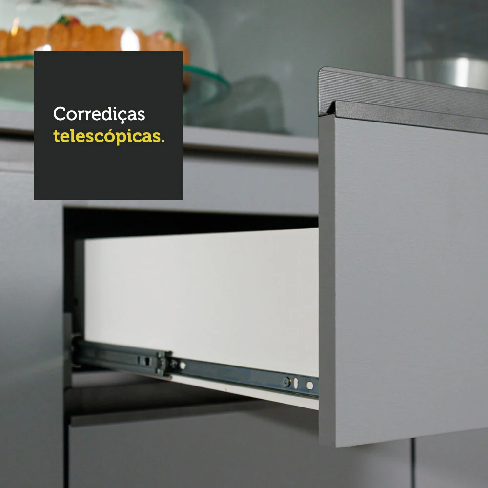 Armário de Cozinha Completa 260cm Cinza Nice Madesa 06 - Image 6