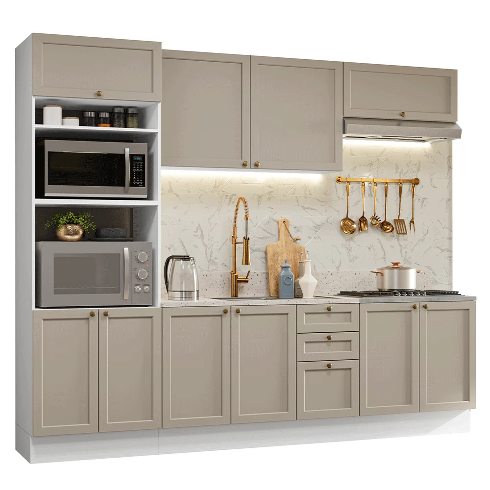 Armário de Cozinha Completa 270 cm Branco/Crema Vik Madesa 01 - Image 2