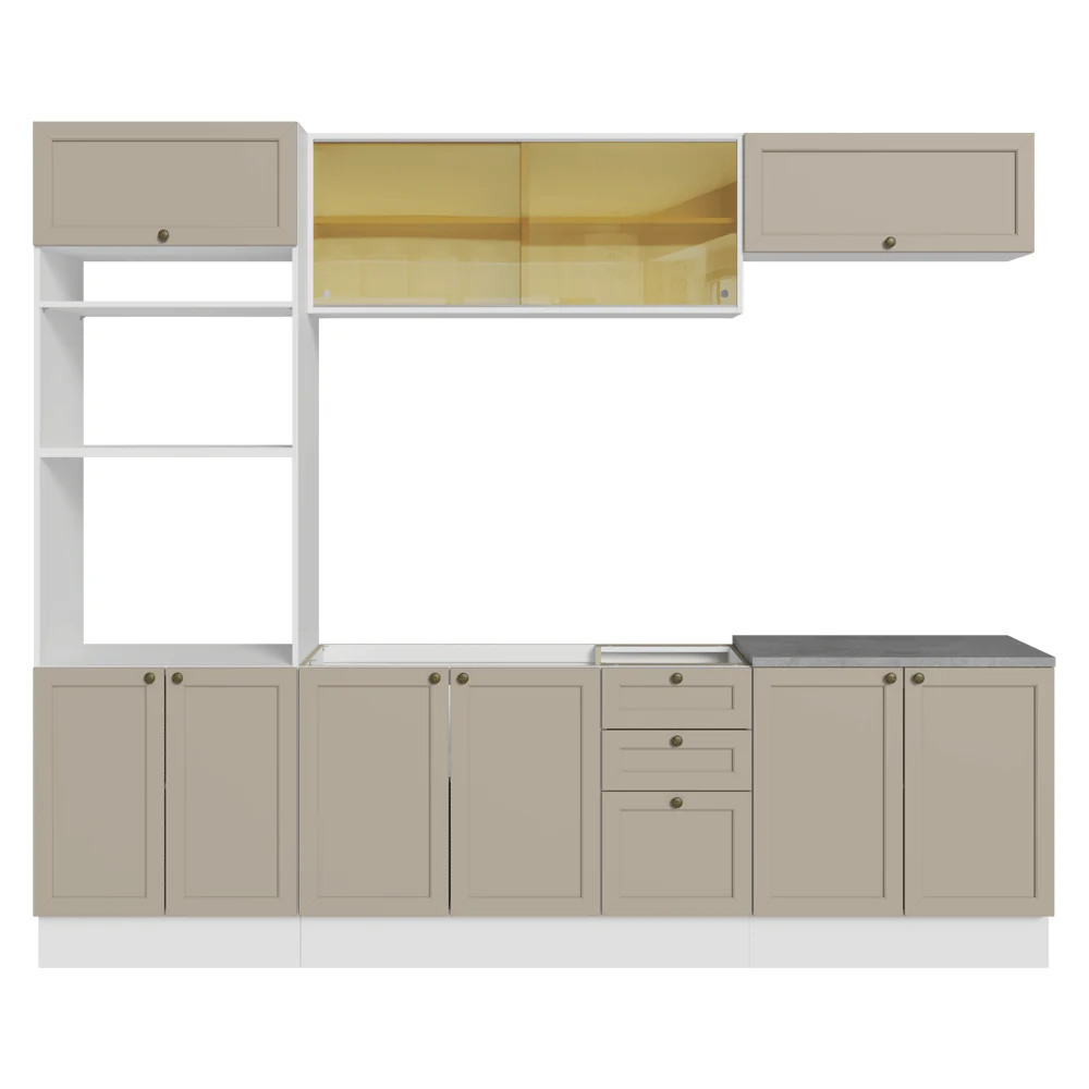 Armário de Cozinha Completa 270 cm Branco/Crema Vik Madesa 02 - Image 12