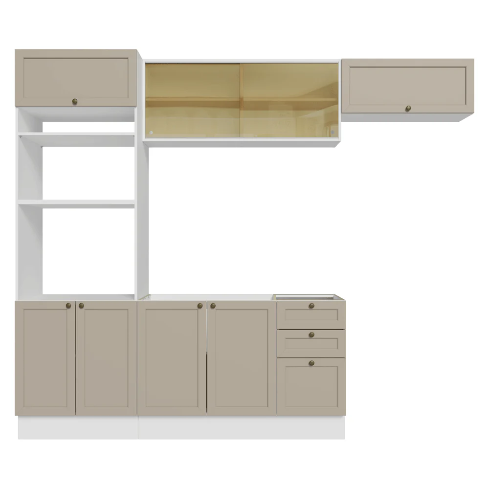 Armário de Cozinha Completa 270 cm Branco/Crema Vik Madesa 04 - Image 12