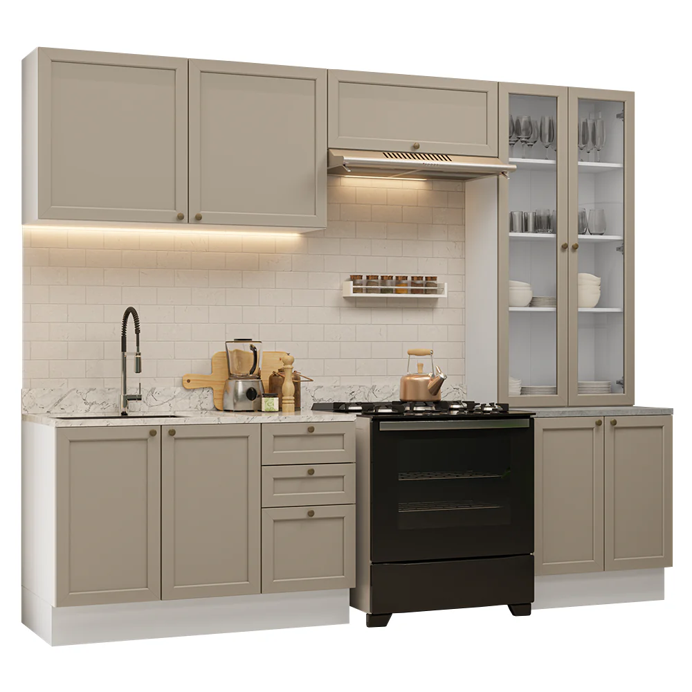 Armário de Cozinha Completa 270 cm Branco/Crema Vik Madesa 06 - Image 2
