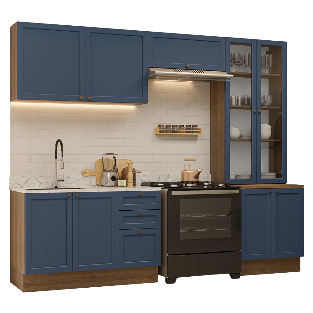 Armário de Cozinha Completa 270 cm Rustic/Azul Vik Madesa 06 - Image 2
