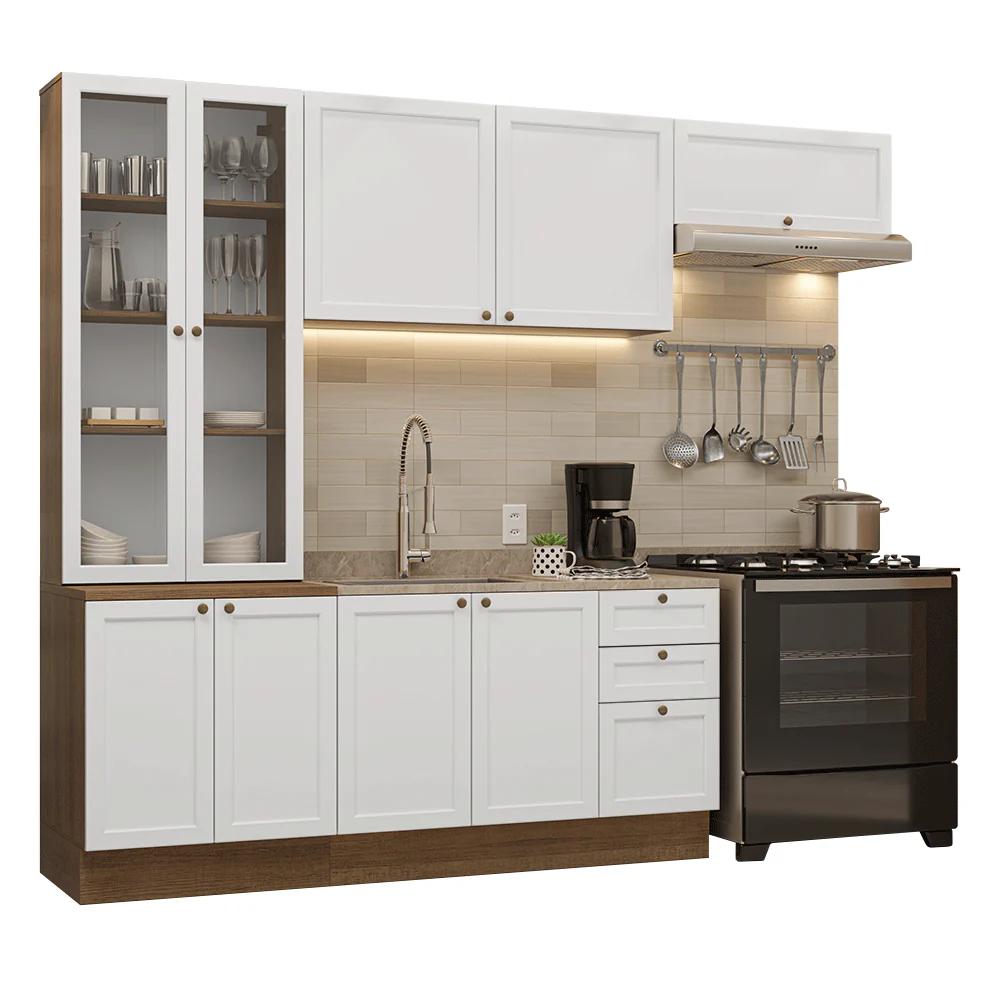 Armário de Cozinha Completa 270 cm Rustic/Branco Vik Madesa 05 - Image 2