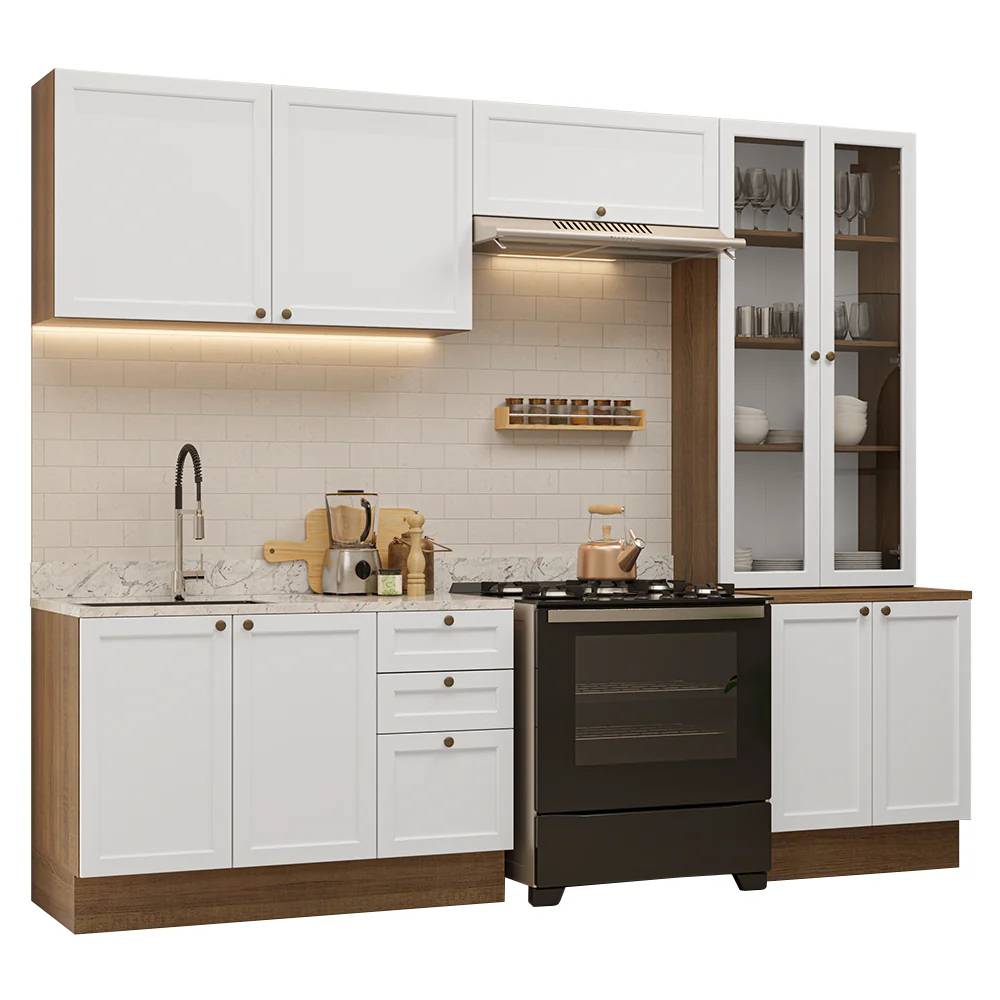 Armário de Cozinha Completa 270 cm Rustic/Branco Vik Madesa 06 - Image 2
