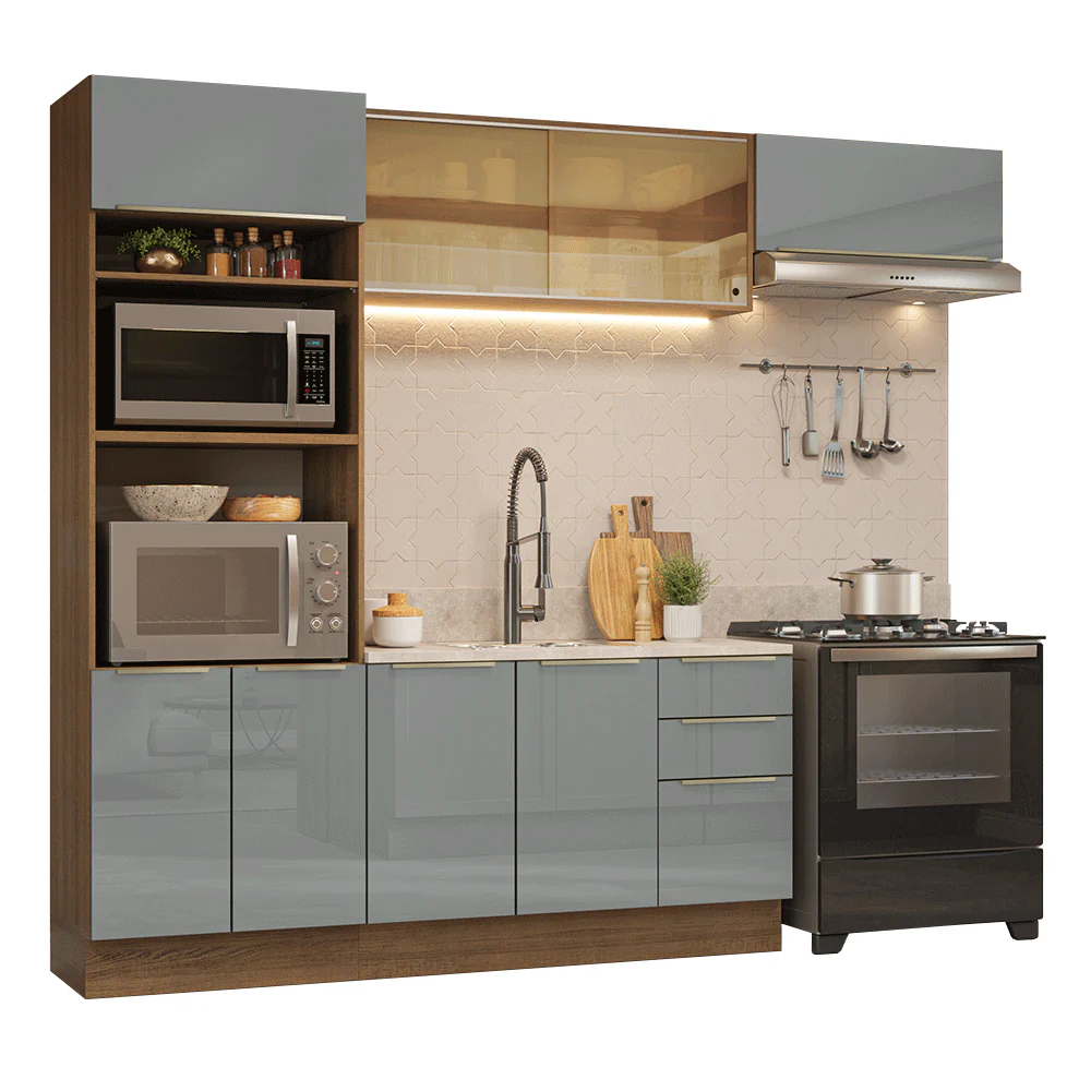 Armário de Cozinha Completa 270 cm Rustic/Cinza Lux Madesa 07 - Image 2