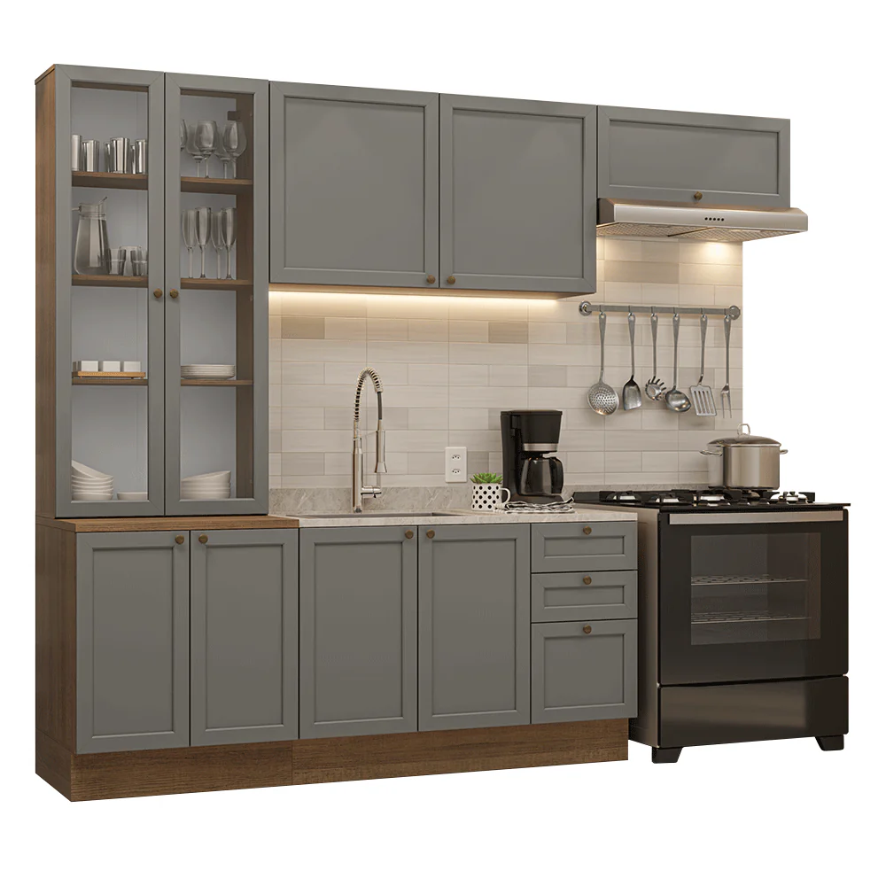 Armário de Cozinha Completa 270 cm Rustic/Cinza Vik Madesa 05 - Image 2
