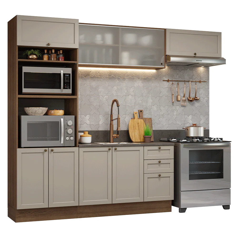 Armário de Cozinha Completa 270 cm Rustic/Crema Vik Madesa 03 - Image 2