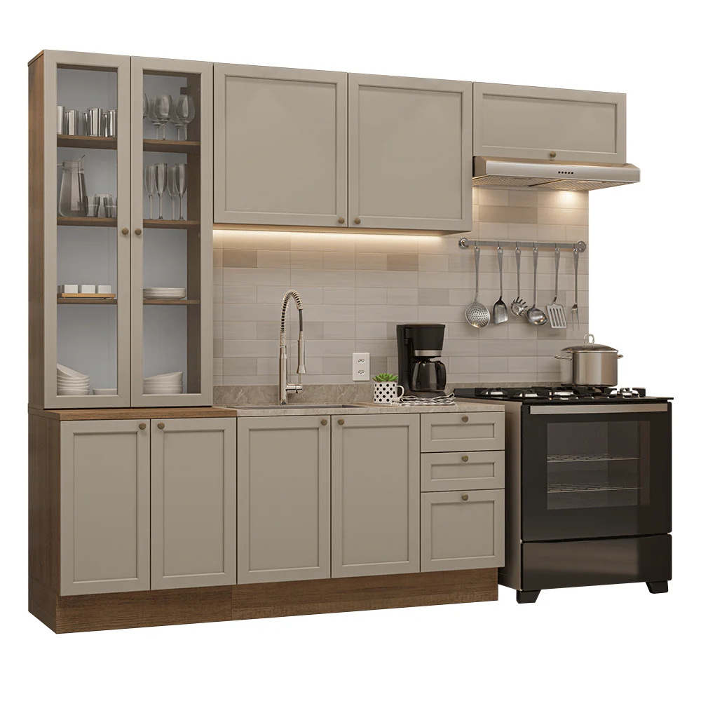 Armário de Cozinha Completa 270 cm Rustic/Crema Vik Madesa 05 - Image 2