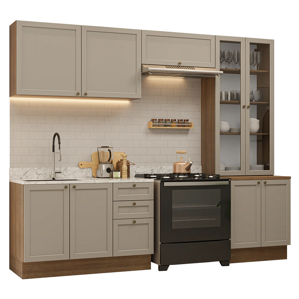 Armário de Cozinha Completa 270 cm Rustic/Crema Vik Madesa 06 - Image 2