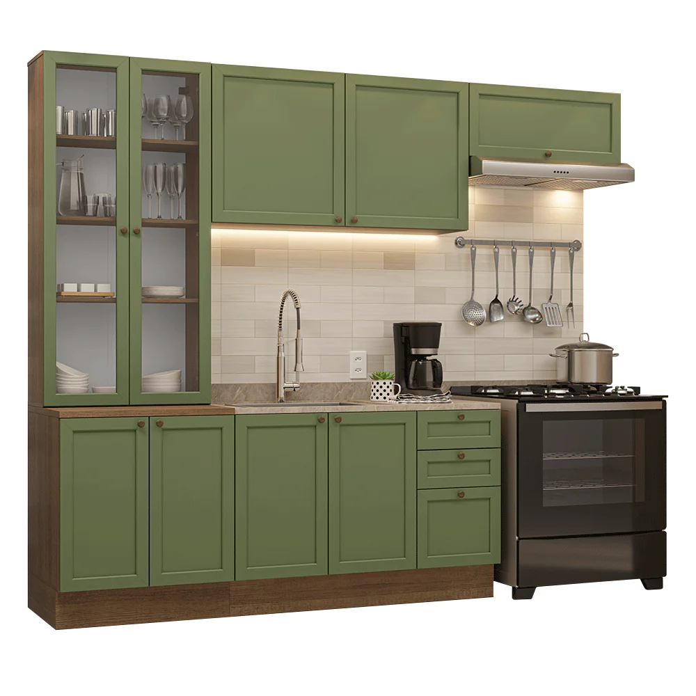 Armário de Cozinha Completa 270 cm Rustic/Verde Vik Madesa 05 - Image 2