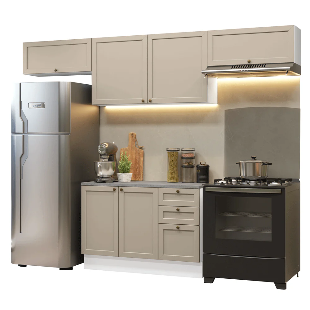Armário de Cozinha Completa 280 cm Branco/Crema Vik Madesa 01 - Image 2