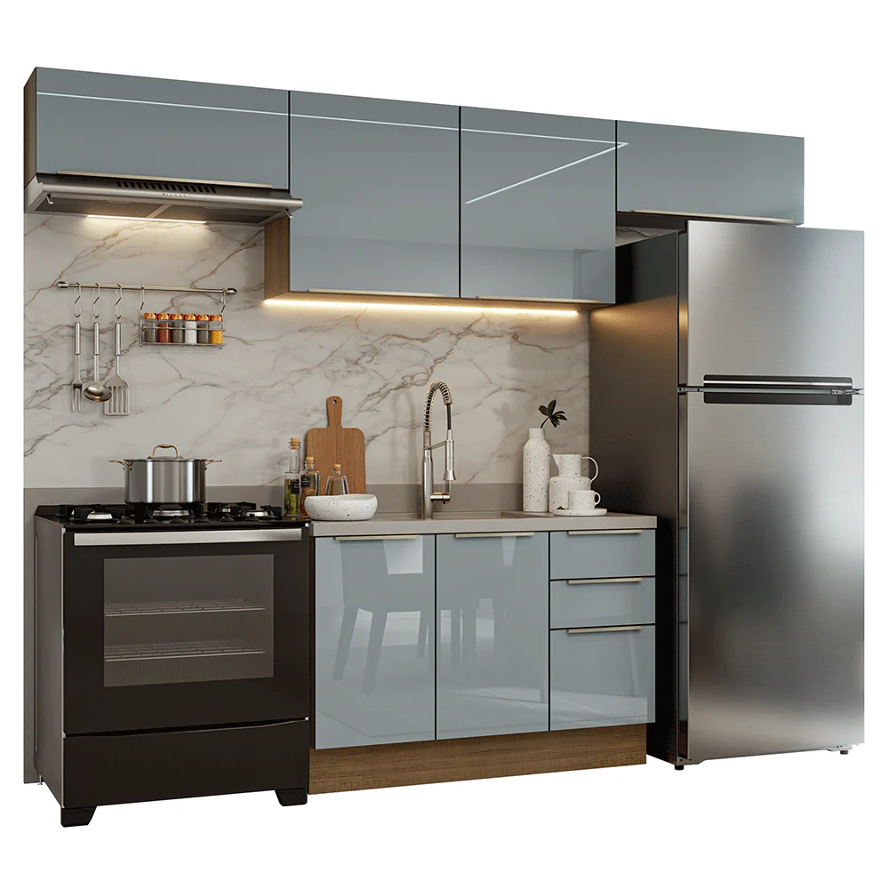 Armário de Cozinha Completa 280 cm Rustic/Cinza Lux Madesa 01 - Image 2
