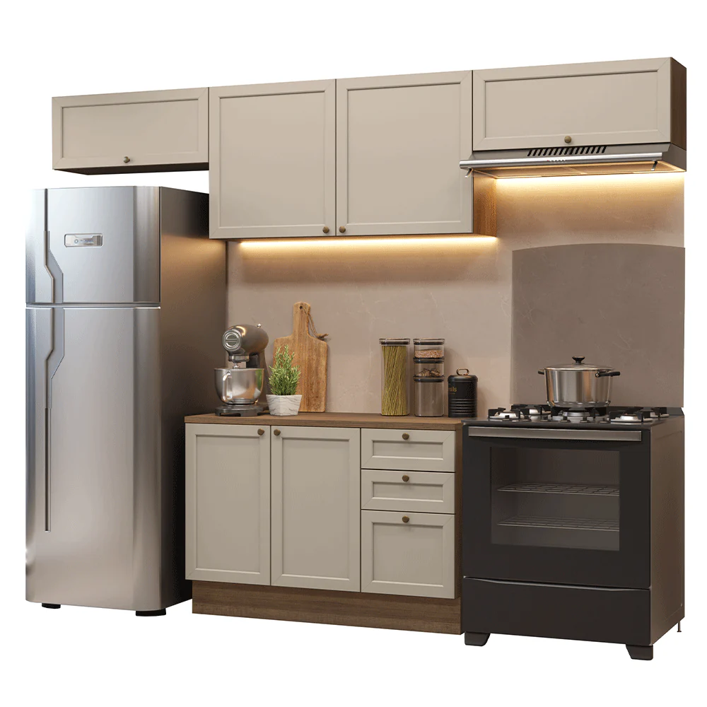 Armário de Cozinha Completa 280 cm Rustic/Crema Vik Madesa 01 - Image 2