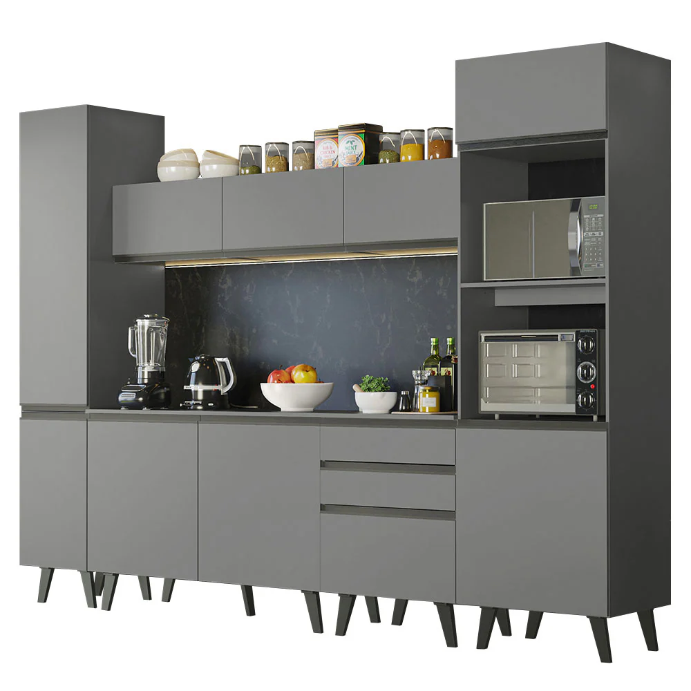 Armário de Cozinha Completa 280cm Cinza Nice Madesa 01 - Image 2