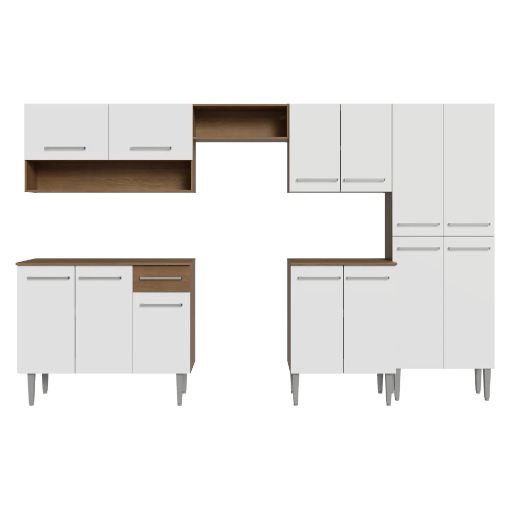 Armário de Cozinha Completa 293cm com Pia Rustic/Branco Emilly Madesa 09 - Image 12