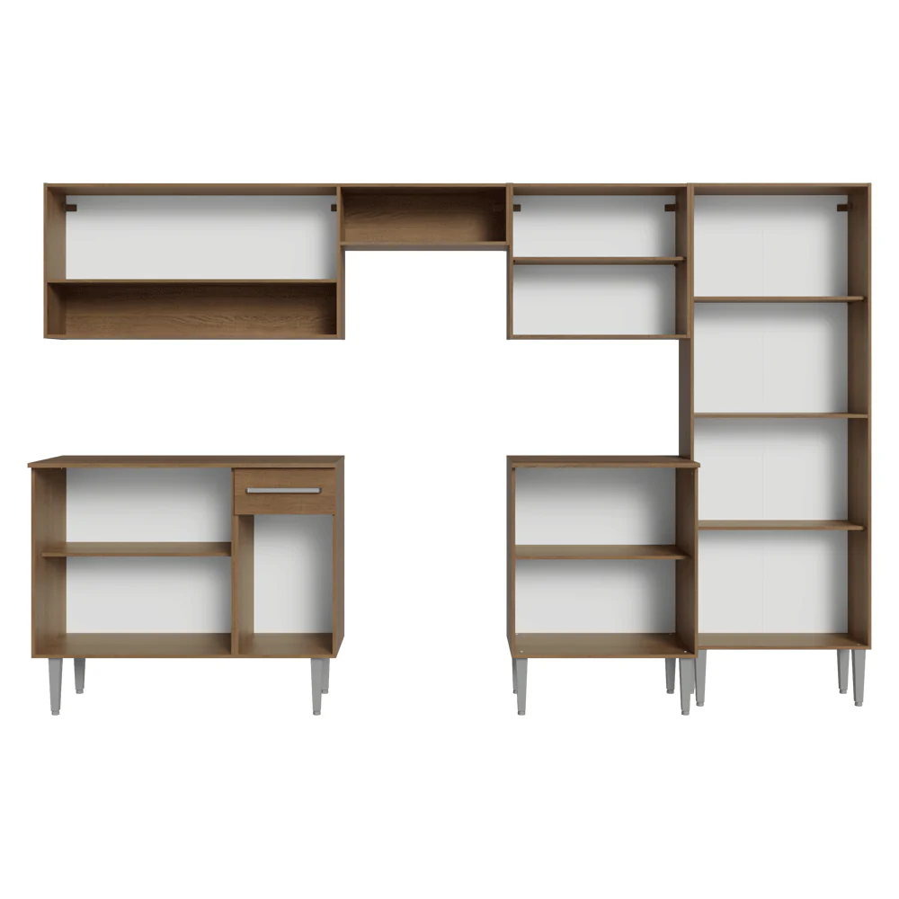 Armário de Cozinha Completa 293cm com Pia Rustic/Branco Emilly Madesa 09 - Image 5