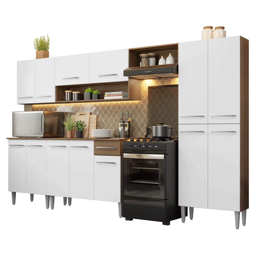 Armário de Cozinha Completa 293cm Rustic/Branco Emilly Madesa 01 - Image 2
