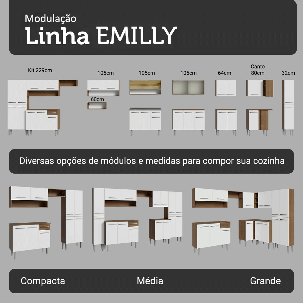 Armário de Cozinha Completa 293cm Rustic/Branco Emilly Madesa 01 - Image 9