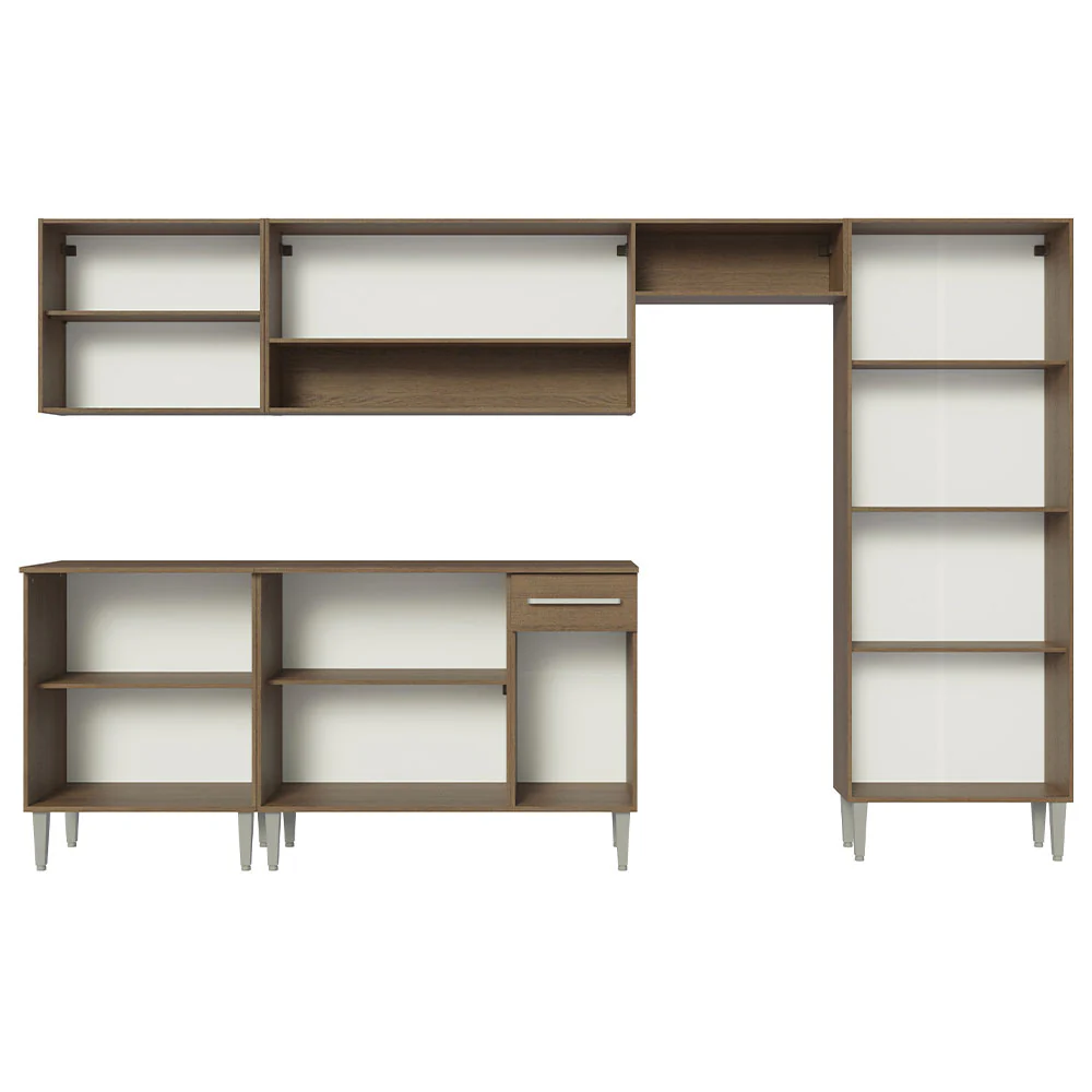 Armário de Cozinha Completa 293cm Rustic/Cinza Emilly Madesa 01 - Image 6