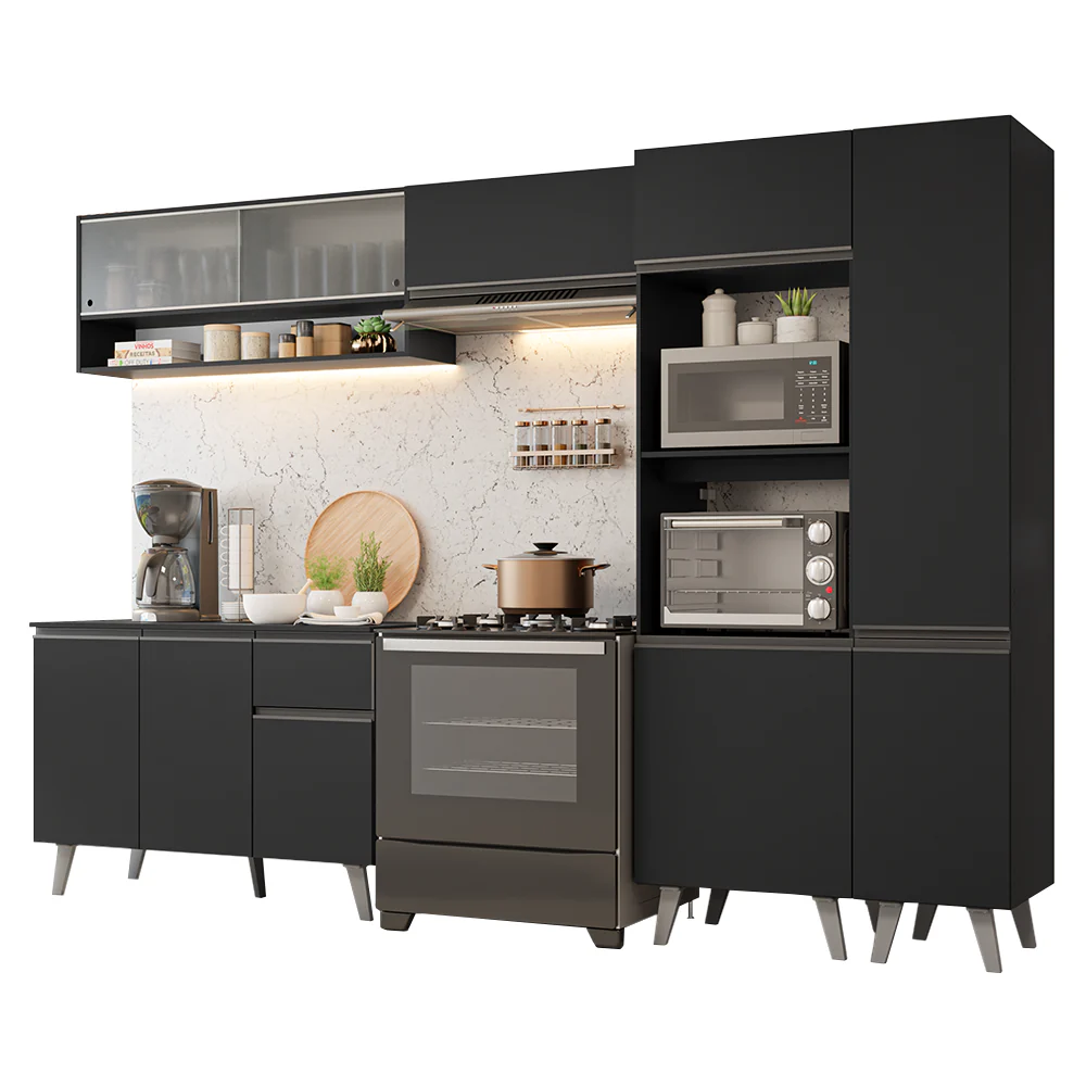 Armário de Cozinha Completa 300 cm Preto Nice Madesa 08 - Image 2