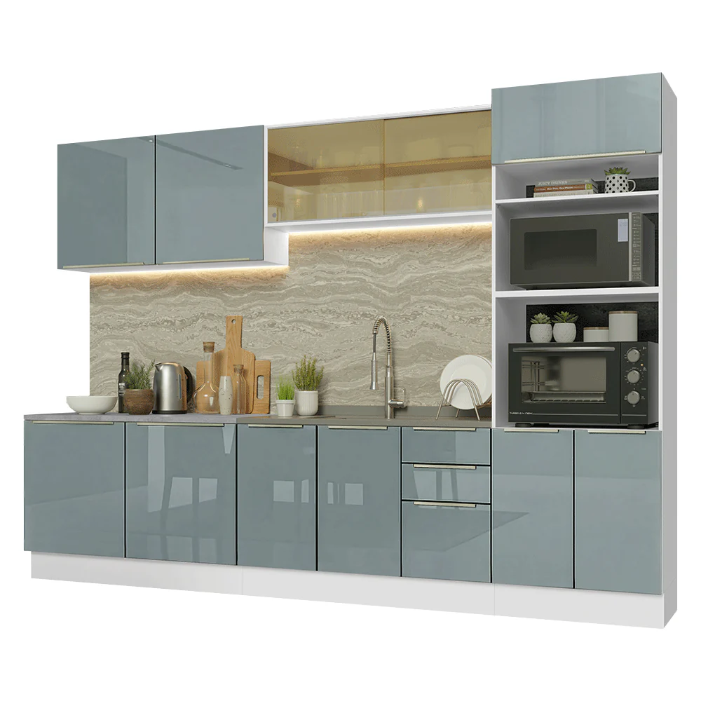 Armário de Cozinha Completa 310 x 60 cm Branco/Cinza Lux Madesa 04 - Image 2