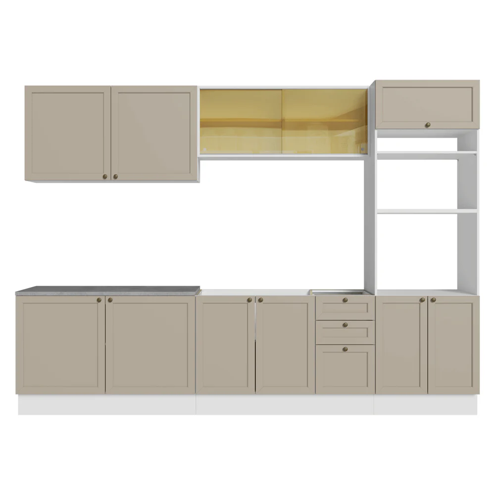 Armário de Cozinha Completa 310 cm Branco/Crema Vik Madesa 01 - Image 12