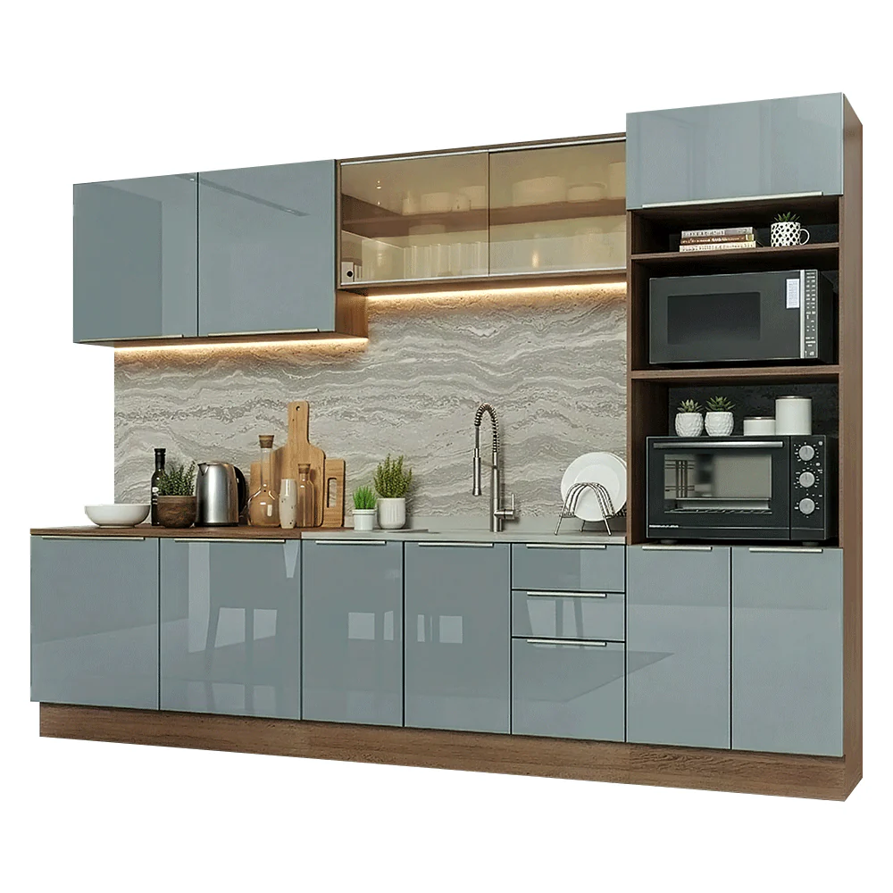 Armário de Cozinha Completa 310 x 60 cm Rustic/Cinza Lux Madesa 04 - Image 2