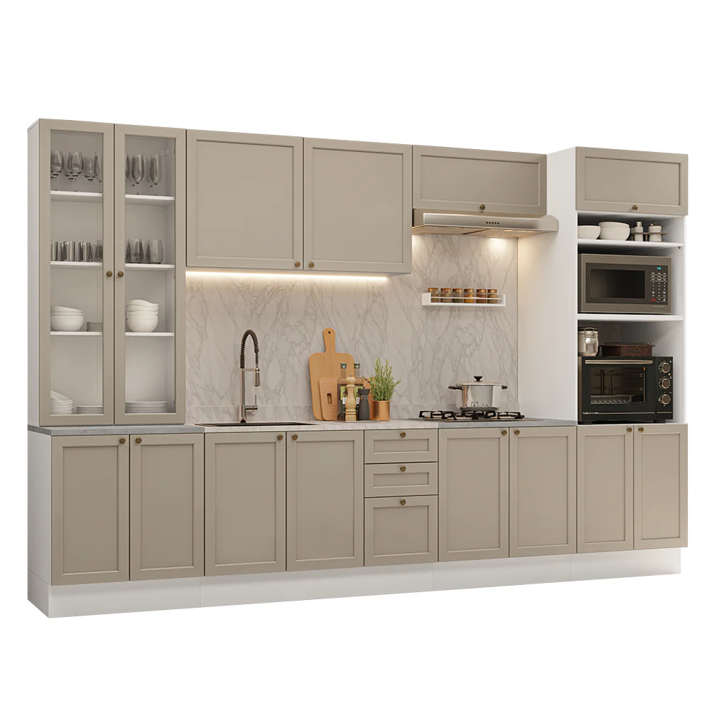 Armário de Cozinha Completa 340 cm Branco/Crema Vik Madesa 01 - Image 2