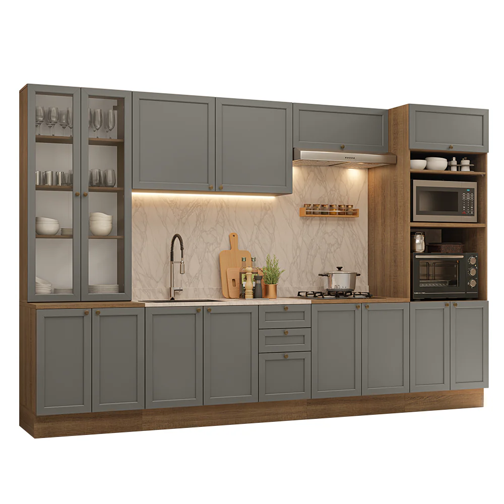 Armário de Cozinha Completa 340 cm Rustic/Cinza Vik Madesa 01 - Image 2