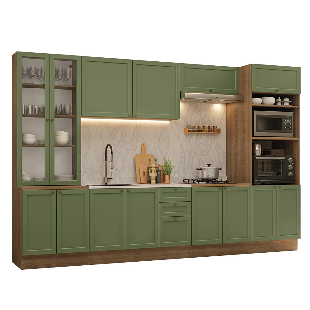 Armário de Cozinha Completa 340 cm Rustic/Verde Vik Madesa 01 - Image 2