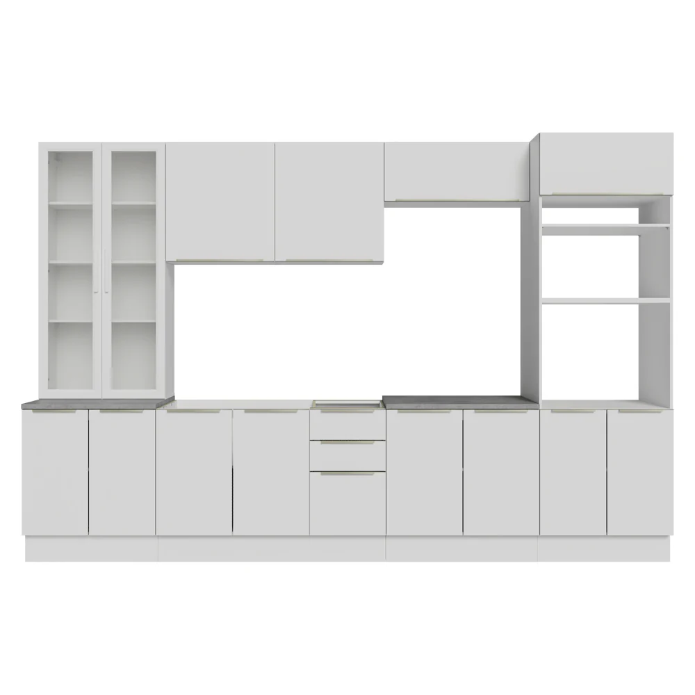 Armário de Cozinha Completa 340 x 60 cm Branco/Branco Veludo Lux Madesa 04 - Image 11