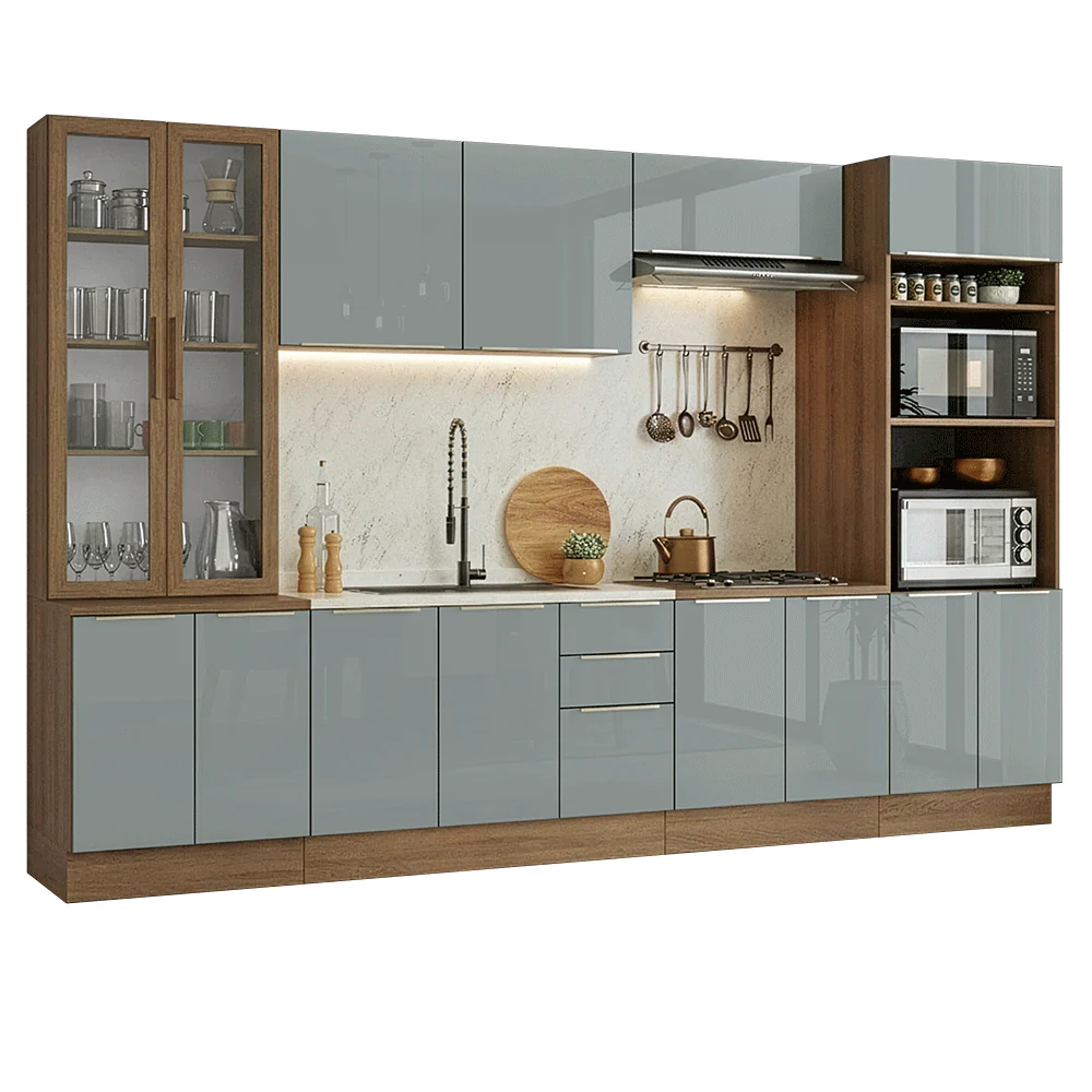 Armário de Cozinha Completa 340 x 60 cm Rustic/Cinza Lux Madesa 04 - Image 2