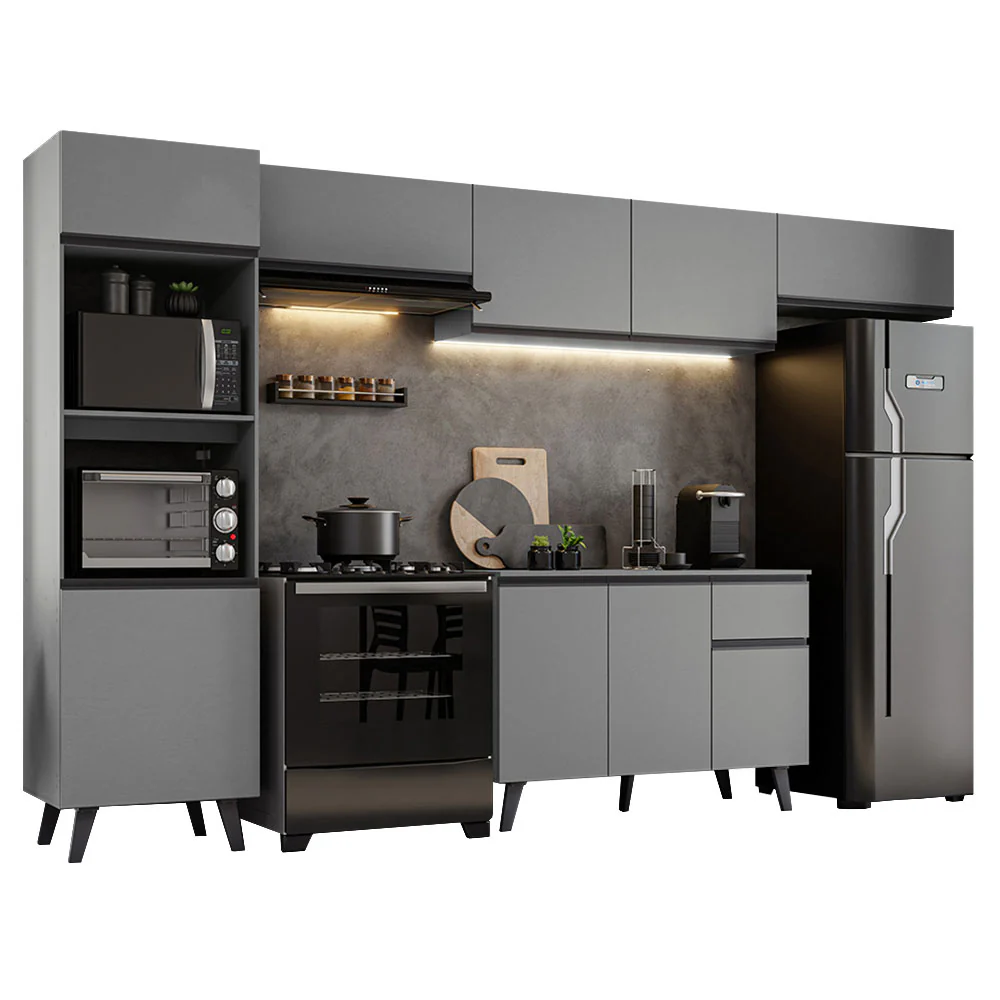 Armário de Cozinha Completa 340cm Cinza Nice Madesa 01 - Image 2