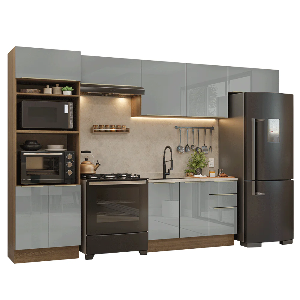 Armário de Cozinha Completa 350 cm Rustic/Cinza Lux Madesa 01 - Image 2