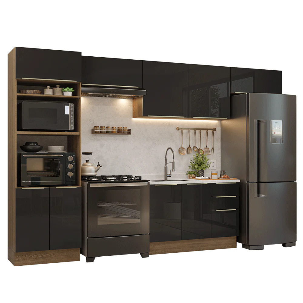 Armário de Cozinha Completa 350 cm Rustic/Preto Lux Madesa 01 - Image 2