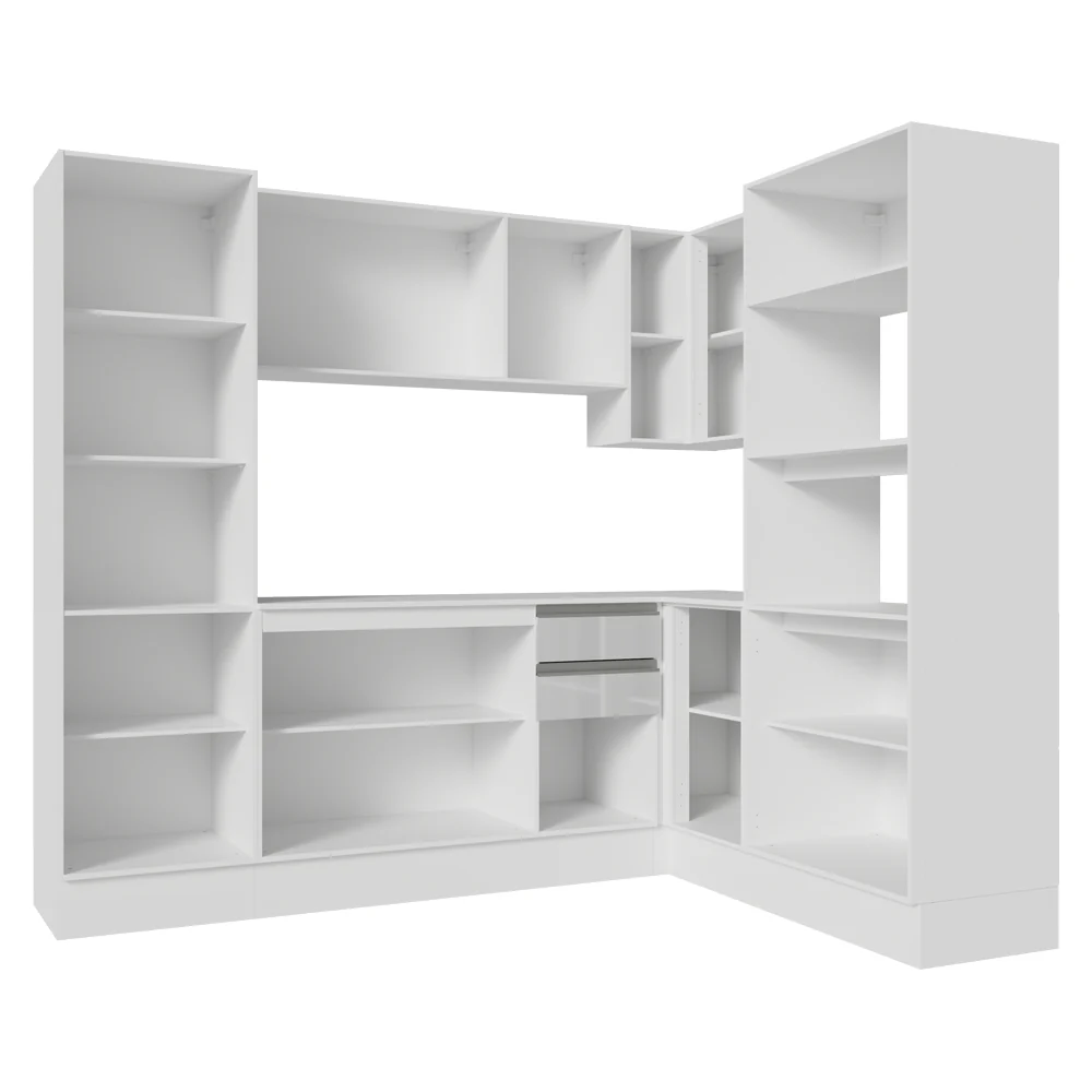 Armário de Cozinha Completa de Canto 100% MDF 377cm Smart Branco Brilhante Madesa 01 - Image 11