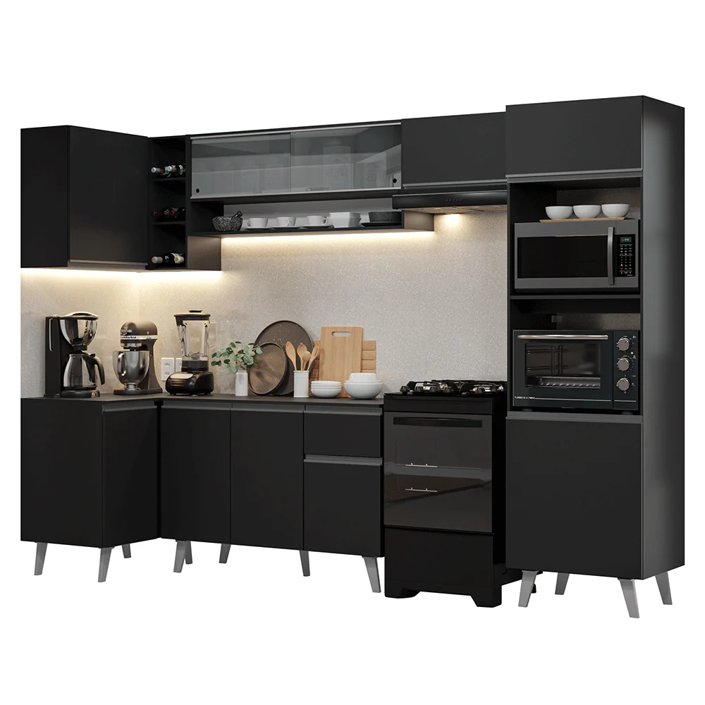 Armário de Cozinha Completa de Canto 385 cm Preto Nice Madesa 04 - Image 2