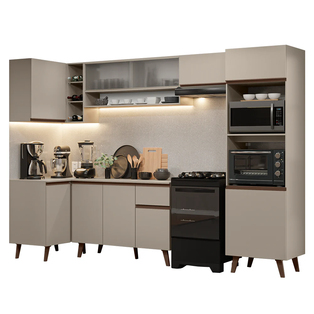 Armário de Cozinha Completa de Canto 385cm Crema Nice Madesa 03 - Image 2