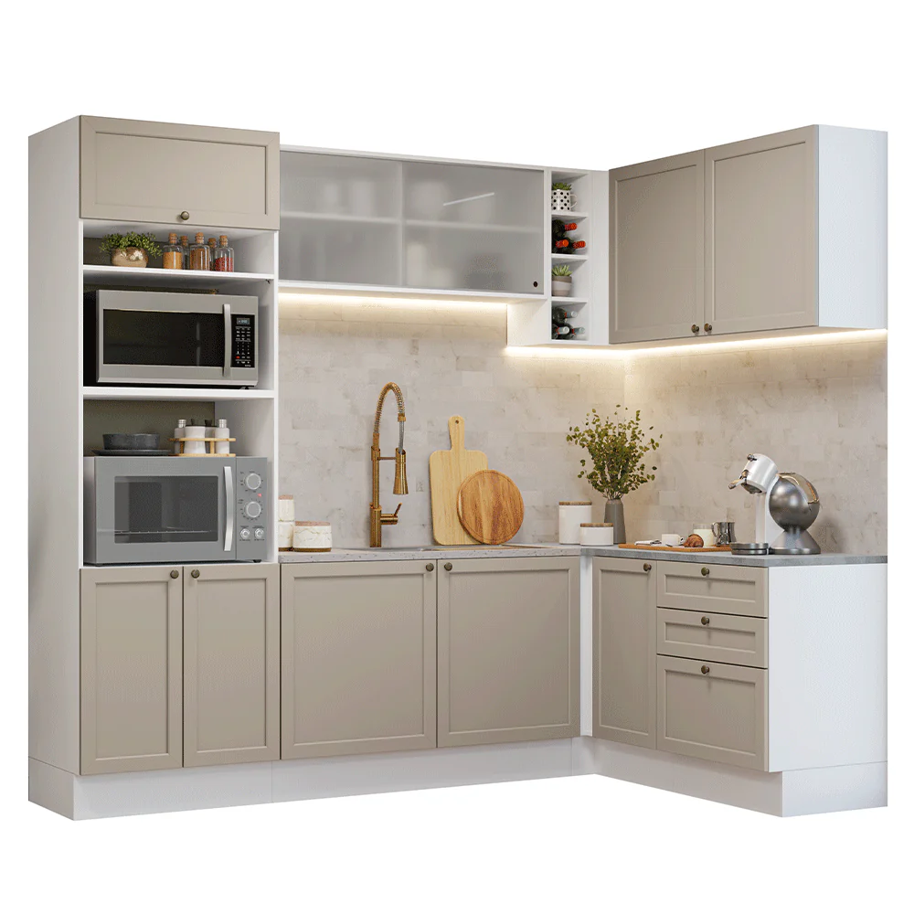 Armário de Cozinha Completa de Canto 399 cm Branco/Crema Vik Madesa 01 - Image 2