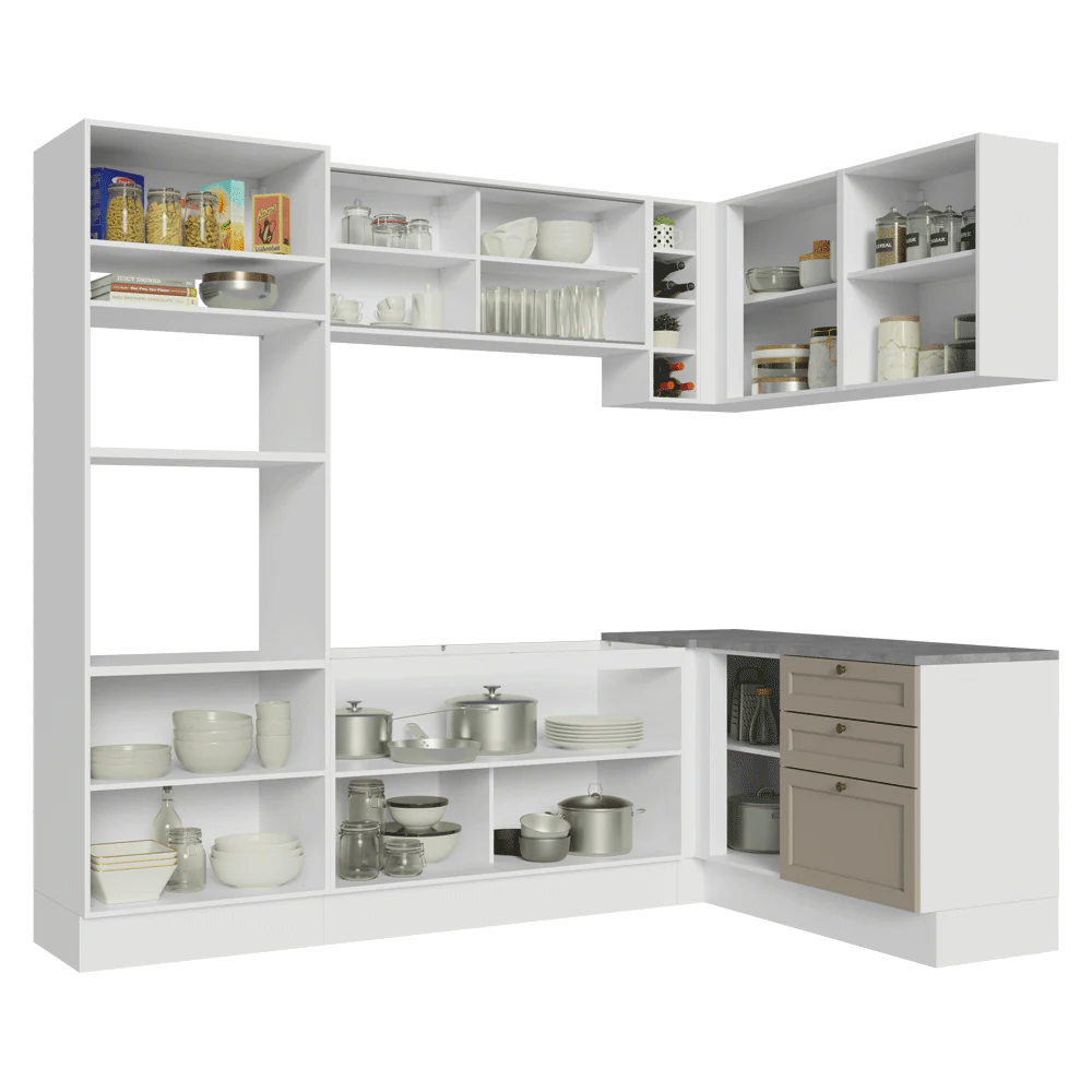 Armário de Cozinha Completa de Canto 399 cm Branco/Crema Vik Madesa 02 - Image 12