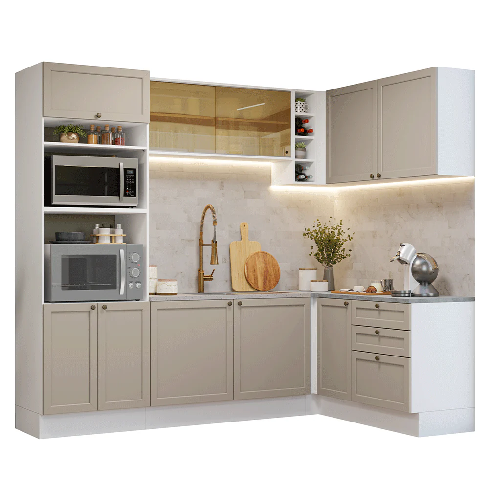 Armário de Cozinha Completa de Canto 399 cm Branco/Crema Vik Madesa 02 - Image 2