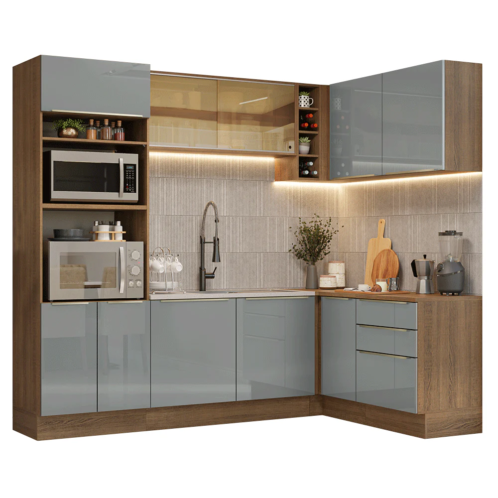 Armário de Cozinha Completa de Canto 399 cm Rustic/Cinza Lux Madesa 01 - Image 2