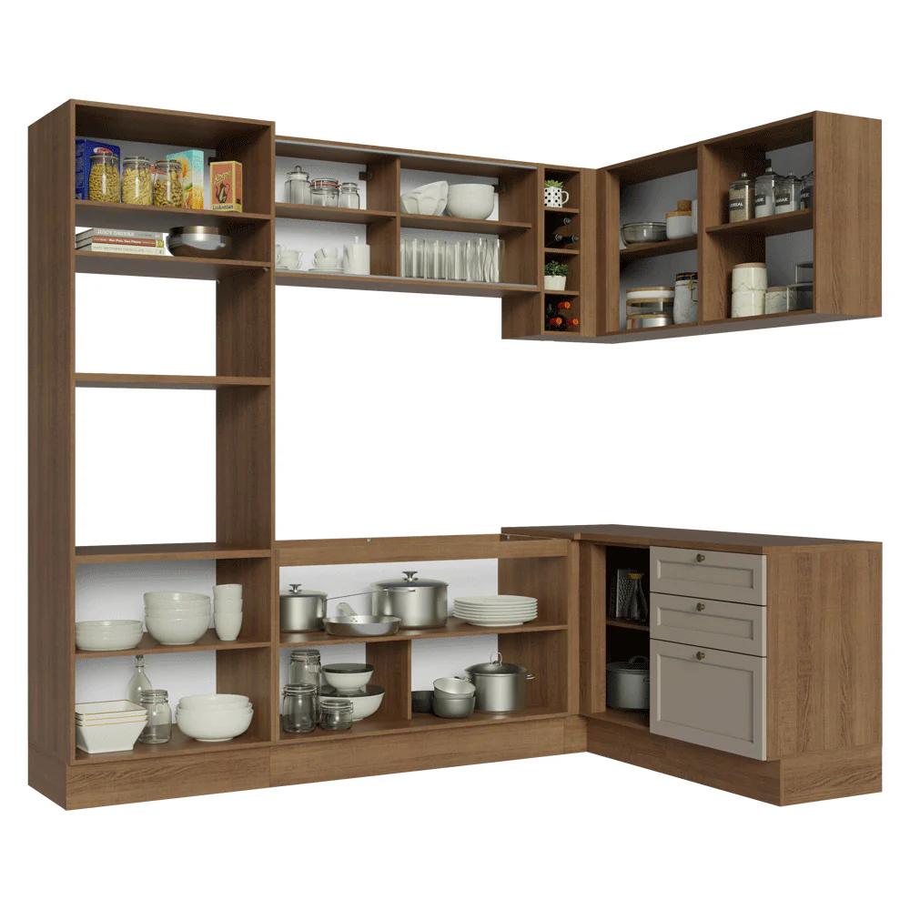 Armário de Cozinha Completa de Canto 399 cm Rustic/Crema Vik Madesa 02 - Image 12