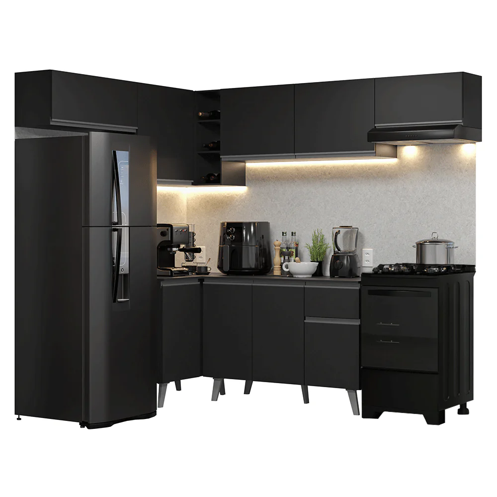 Armário de Cozinha Completa de Canto 405 cm Preto Nice Madesa 02 - Image 2